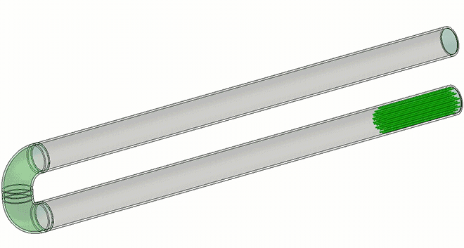 図 28: U字配管がある場合の流体シミュレーション結果