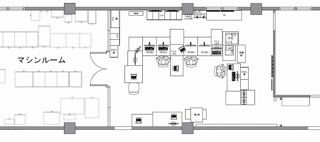 リニューアル前のレイアウト。図の下側に事務室がある