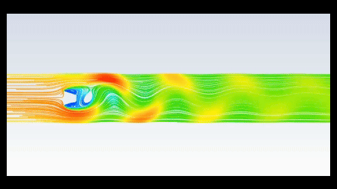 カルマン渦発生の流体シミュレーション