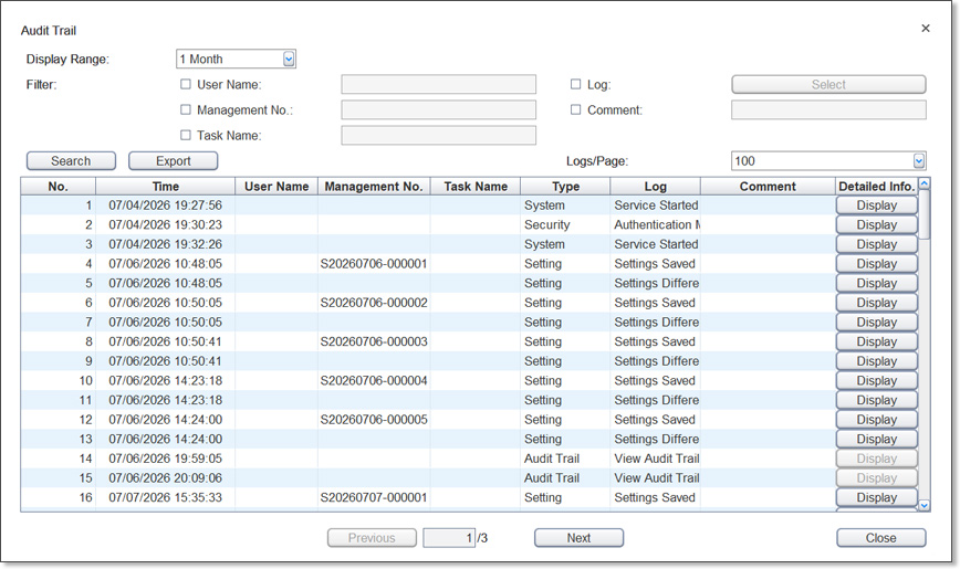 Centrally Managed Audit Trail