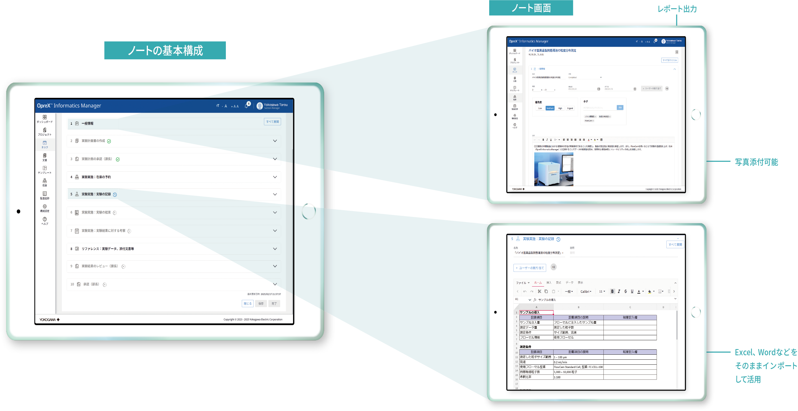 電子実験ノートの基本画面と機能