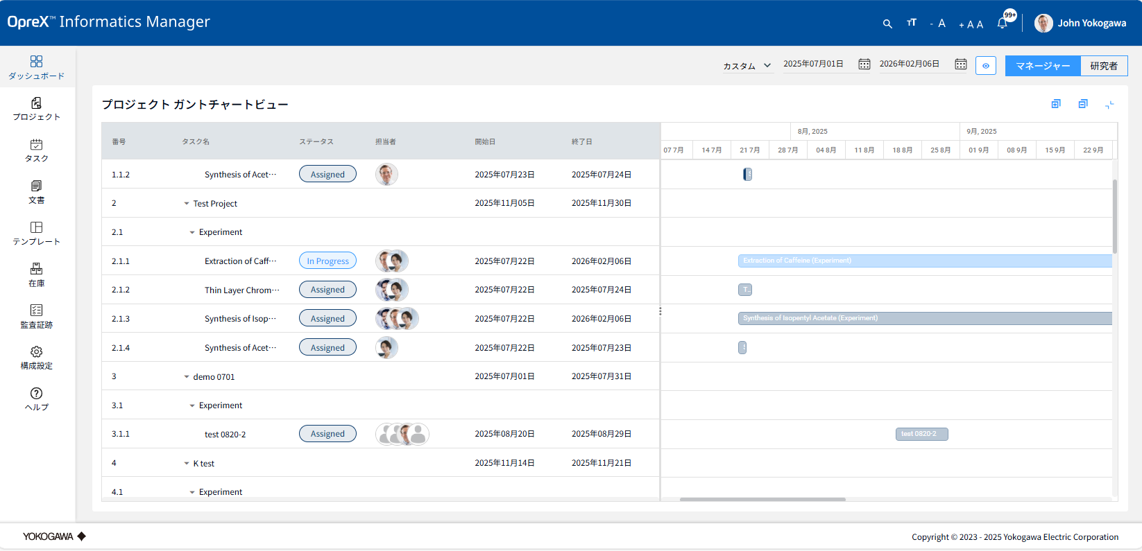 新機能のガントチャート