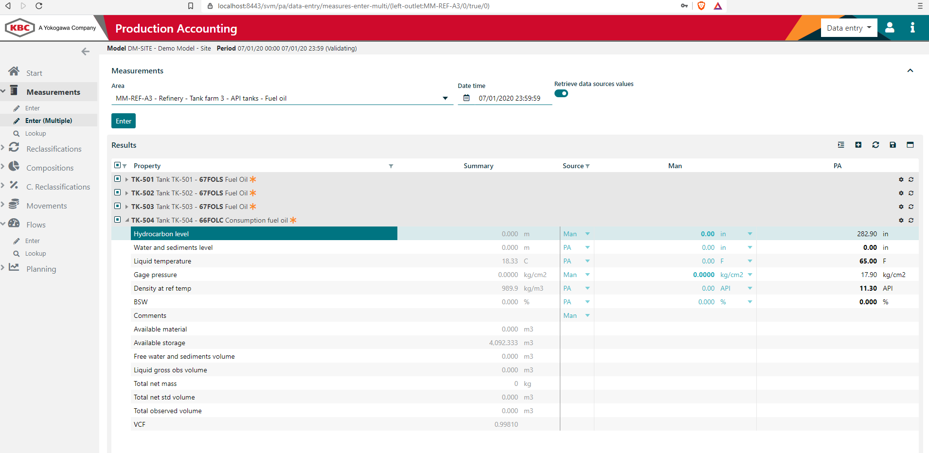VM-PA Production Accounting Inventory Management