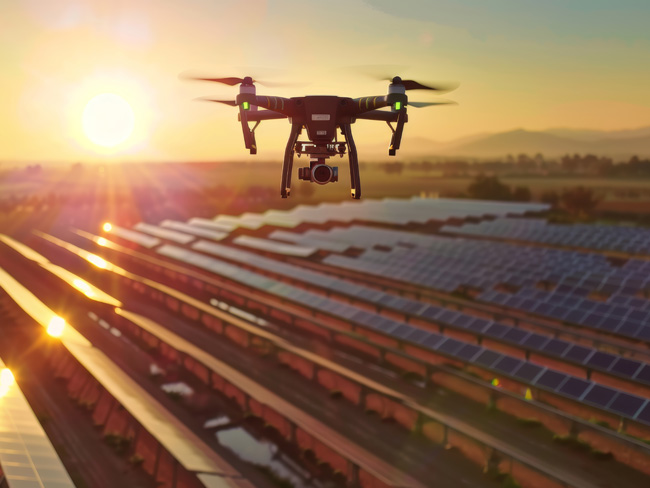 Damage detection on panels with drones